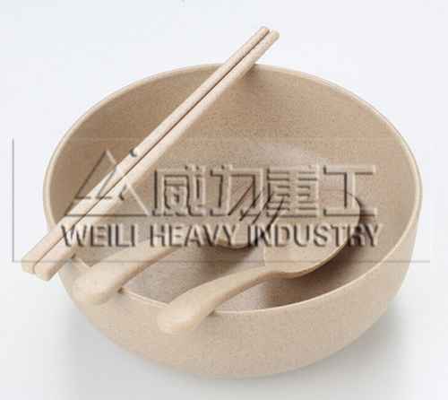 使用桔杆粉末成型油压机可以压制:一次性饭盒,出口餐盘,小麦秸秆泡面碗,叉勺筷子餐具套装,大号面碗汤碗等等,
